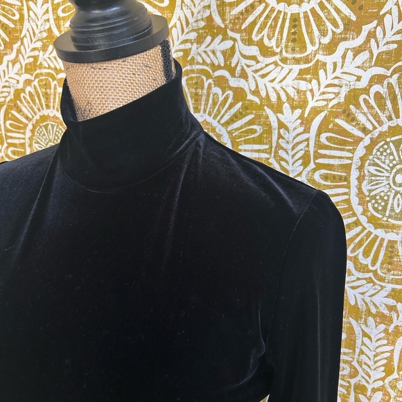 Double D Ranch RARE Black Velvet Long Sleeve Mockneck Maxi Dress Sz XS - Picture 4 of 10